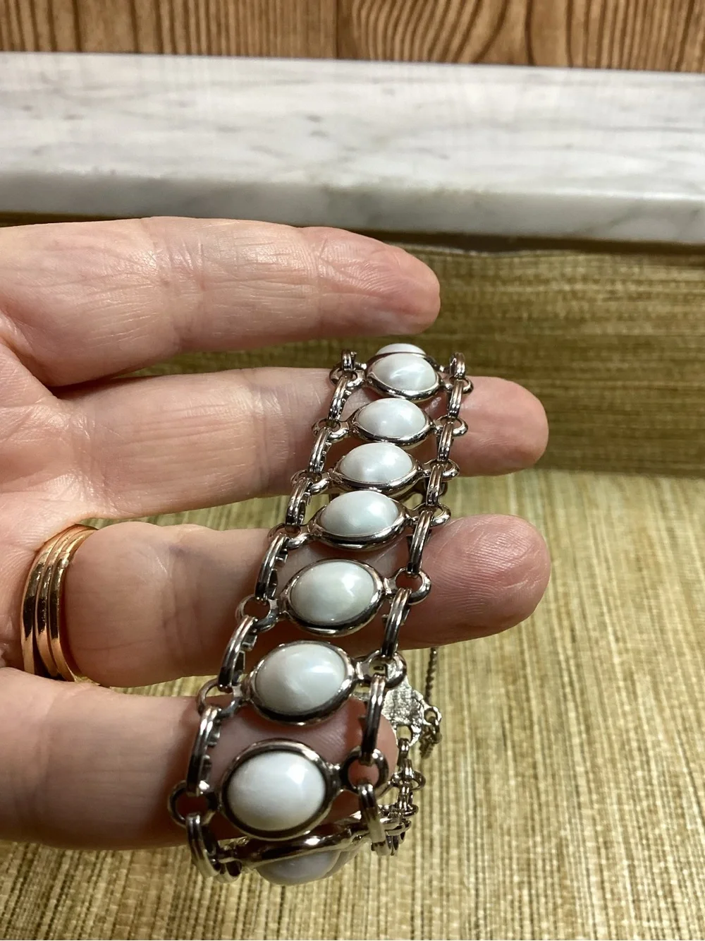 Vintage  White Stone Bracelet - Women's Fashion Jewelry